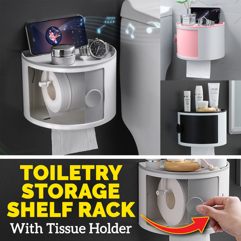 idrop Wall Mounted Household Toiletry Storage Shelf Rack with Toilet Roll Holder