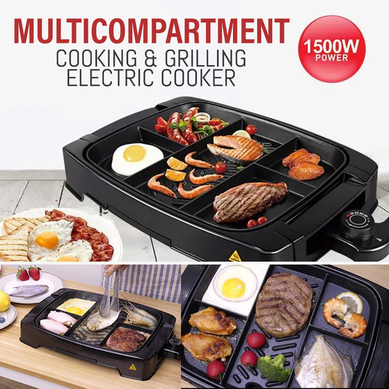 idrop Multi Portion Zone Compartment Hotplate BBQ Kitchen Electric Grill Barbecue [ 1500W ]