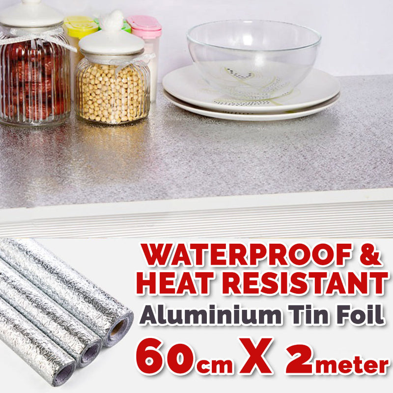 idrop  Kitchen & Cabinet Waterproof Heat Resistant Sticker Aluminium Tin Foil [ 60cm x 2 Meter ]