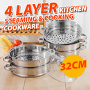 idrop [ 4 LAYER ] Stainless Steel Steamer Cooker Cookware / Periuk Masak Stim Keluli Tahan Karat / 32CM四层 蒸锅