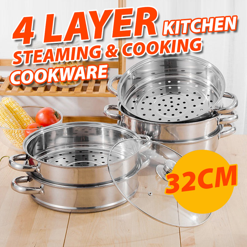 idrop [ 4 LAYER ] Stainless Steel Steamer Cooker Cookware / Periuk Masak Stim Keluli Tahan Karat / 32CM四层 蒸锅