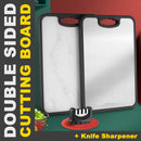 idrop Double Sided Antibacterial Stainless Steel & Plastic Cutting Chopping Board + Knife Sharpener [ 42cm x 30cm ]