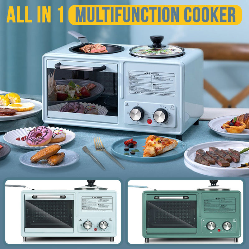 idrop [ ALL IN 1 ] 3 IN 1 Multifunctional Electric Toaster Maker Oven with Cooking Frying Pan and Cooker Pot