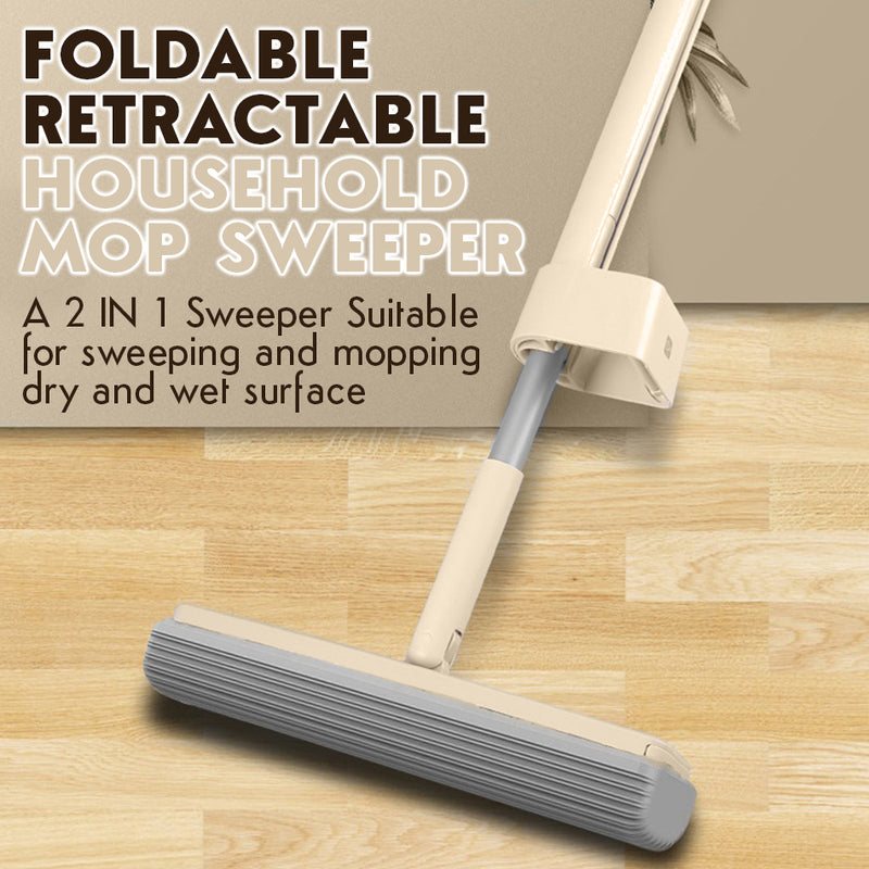 idrop Household Retractable Squeezing Floor Absorbent Sponge Mop Sweeper