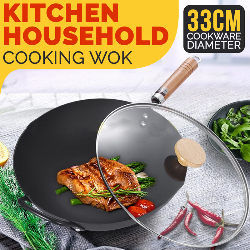 idrop 33CM Nonstick TAMASAKI Round Bottom Kitchen Cooking Wok