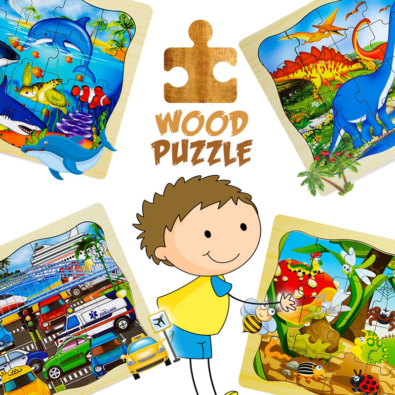 idrop WOOD PUZZLE - Transport / Ocean / Dinosaur / Insects Puzzle Toy
