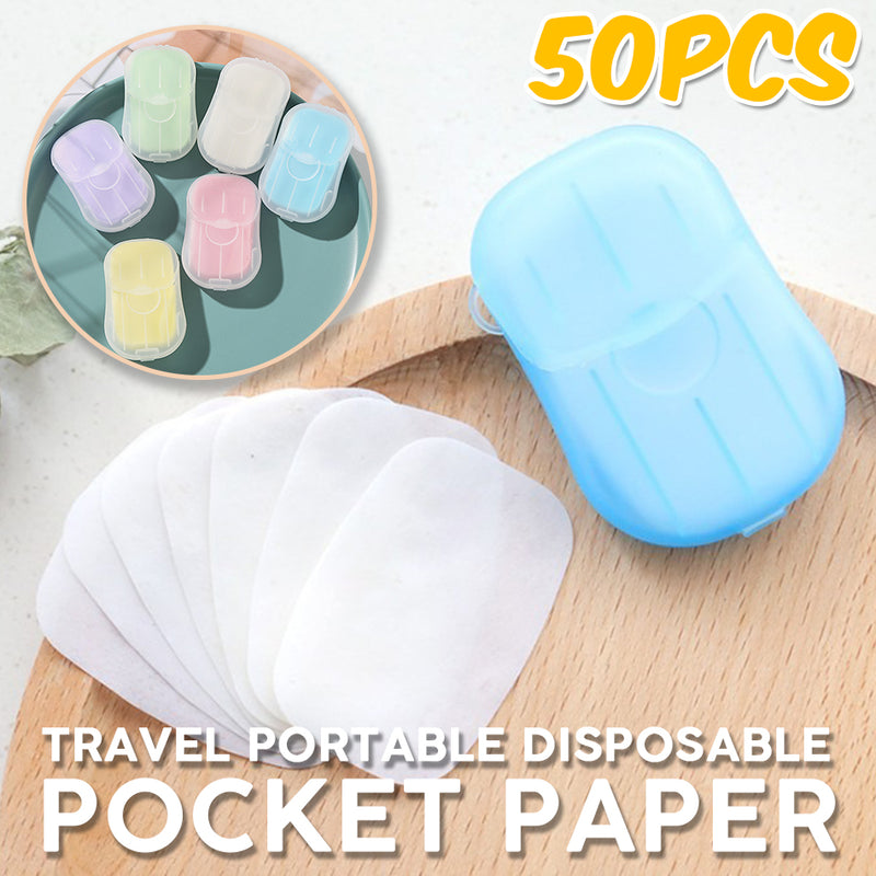 idrop [ 50pcs ] Disposable Pocket Paper Soap Travel Soluble Dissolvabl