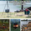 idrop [ SHIP FROM OVERSEA ] Camp Fire Folding Cooking Tripod Foldable Aluminum Alloy for Hanging Cooking Pot / Tripod Gantung Kuali Masak Berkhelah / 户外用品野营三脚架营火三角架吊锅炊烧烤架便携式装备篝火烤肉架