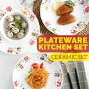 idrop [ 26Pcs ] Ceramic Family Dining Tableware Plateware [ Plate / Rice Bowl / Chopstick / Spoon ]