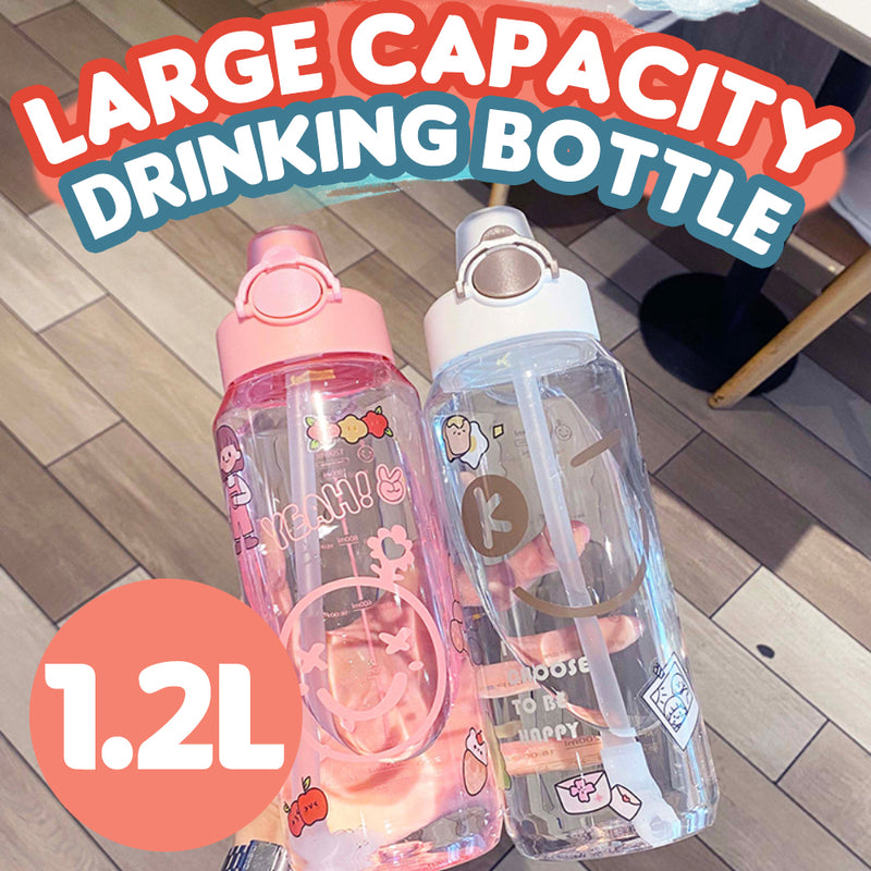 idrop [ 1200ml ] Portable Drinking Water Bottle Flip Open Lid / Botol Air Minuman Mudah Alih / 1200ML弹盖吸管运动杯(塑 料水壶)