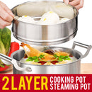 idrop 2 Layer Stainless Steel Kitchen Cooking Soup & Steaming Pot [ 22cm / 24cm / 26cm ]
