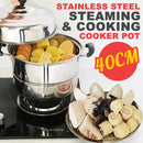 idrop [ 40CM ] 2 Layer Stainless Steel Steamer Cooker / Periuk Kuali Masak Stim / 40CM加厚双碟蒸锅(正利)