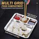 idrop [ 20cm x 21cm ] SUS304 Stainless Steel 4 Grid Compartment Korean Style Food Tray / Dulang Makanan Keluli Tahan karat / 20*21*2CM不锈钢四格韩式格盘(餐盘 )(304)