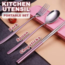 idrop Kitchen Stainless Steel Spoon Fork Chopsticks + Portable Box Set