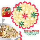 idrop Floral Round Wooden Tableware Placemat