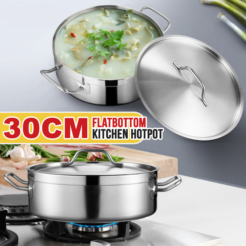 idrop 30CM Stainless Steel Flat Bottom Kitchen Hotpot