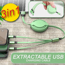 idrop 3 IN 1 Retractable Extendable USB to Type C / Micro USB / Apple Compatible Charging Cable