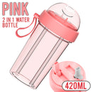 idrop 2 in 1 Dual-side Separate Portable Drinking Water Bottle + 2 Drink Straw