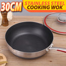 idrop [ 30CM ] SUS316 Stainless Steel Nonstick Honeycomb Cooking Wok with Glass Lid / Kuali Memasak Keluli Tahan Karat / 30CM不锈钢内外蜂窝雪平锅