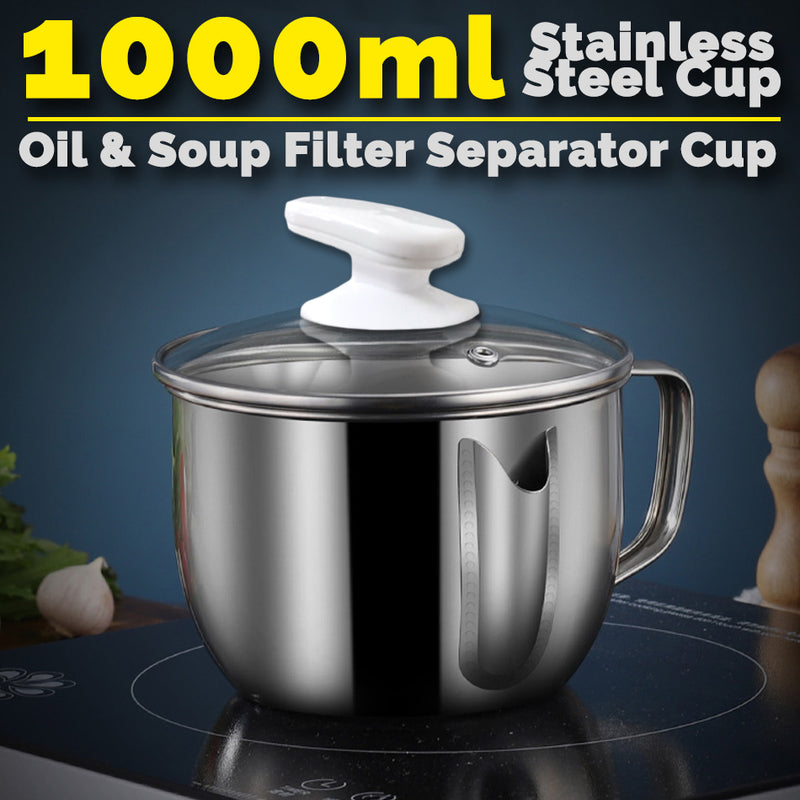 idrop 1000ml Oil Soup Filter Separator Cup SU304 Stainless Steel [ 1pc ]