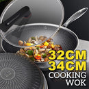 idrop [ 32CM / 34CM ] Stainless Steel SUS316 Frying Cooking Cook Wok with Glass Lid Cover / Kuali Masak Keluli Tahan Karat Bersama Penutup Kaca / 32CM 34CM不锈钢SUS316煎炒炒锅带玻璃盖