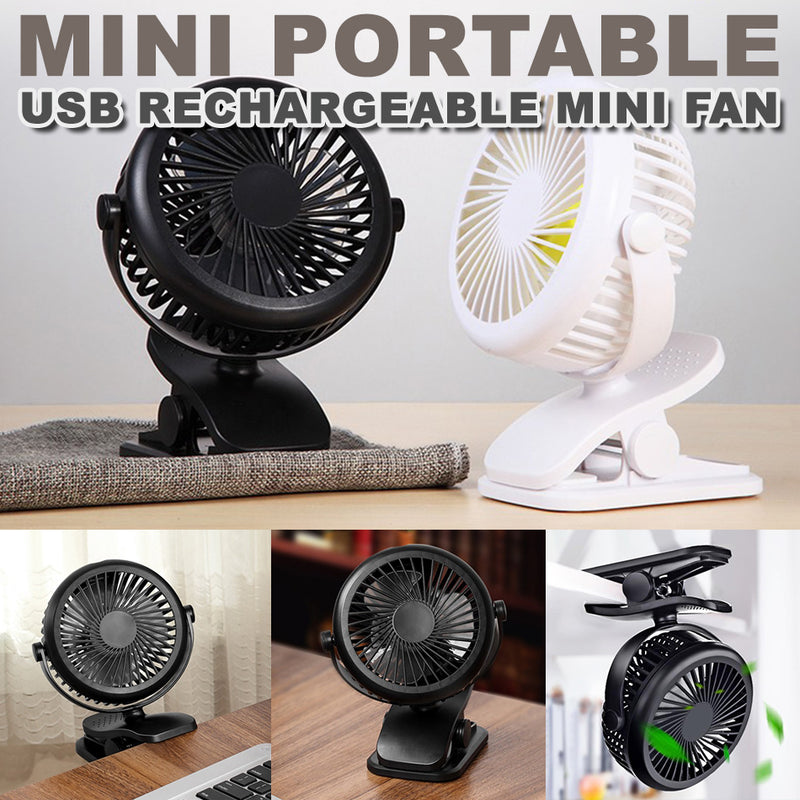 idrop Mini Portable Rechargeable Battery & USB Powered Clip Fan