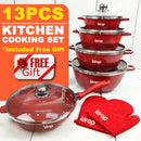 idrop [ 13PCS ]  Ceramic Granite Alloy Non Stick Coating Kitchen Cooking Deep Fry Pan Pot Casserole Set  / Set Periuk Memasak [ Include FREE Gift ]