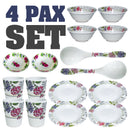 idrop Floral Pattern Kitchen Dining Tableware Set 4 [ 8 Pcs / 16 Pcs ]