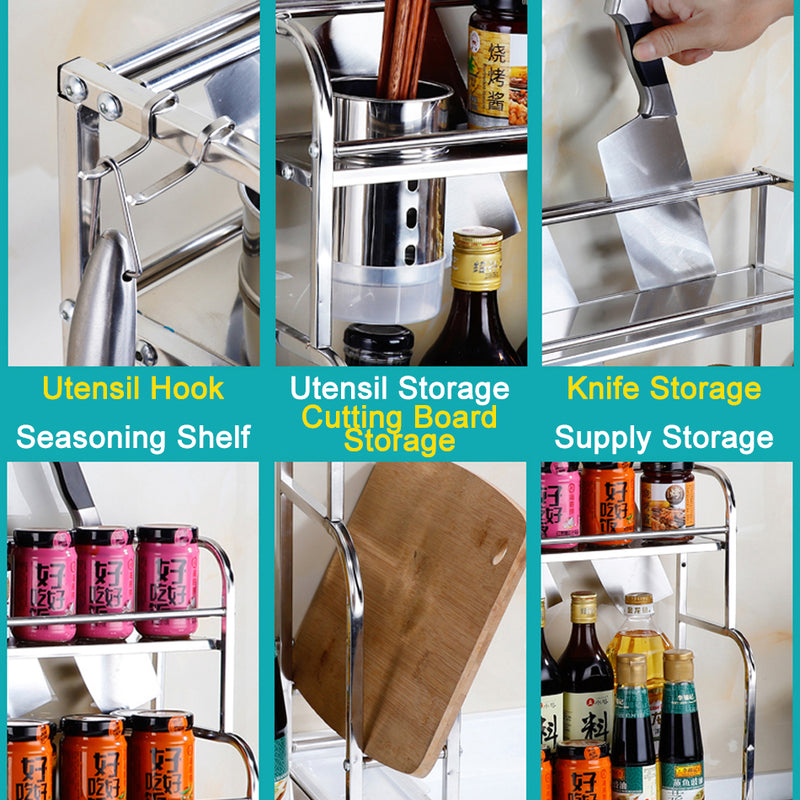 idrop [ 2 LAYER ] Stainless Steel Kitchen Supply Rack + Utensil & Cutting Board Storage