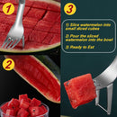 idrop [ 2 IN 1 ] Watermelon Dicing Cutter Fork Stainless Steel SUS304 / Garpu Pemotong Tembikai Keluli Tahan Karat / 304切瓜神器(西瓜果切叉)(幸福)