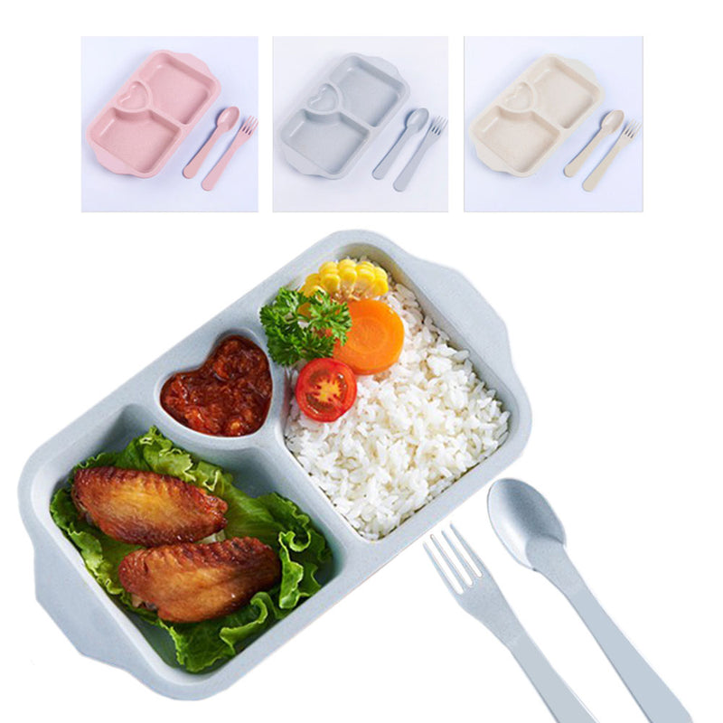 idrop Wheat Straw Children Eating Tray Plate