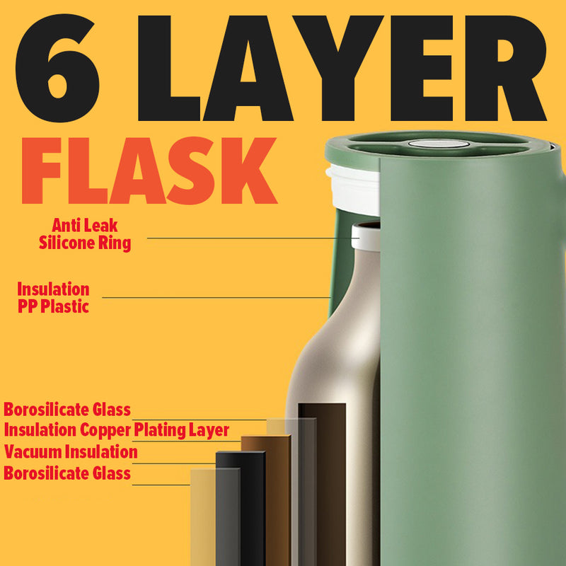 idrop [ 1L ] Thermos Insulation Pot with Glass Liner Jug Flask / Kelalang Jag Termos Minuman / 1L欧式塑料保温壶(玻璃内胆)
