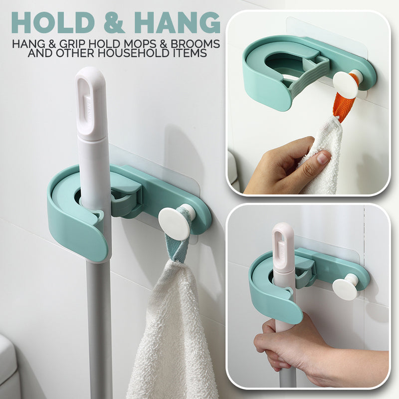 idrop Wall Mounted Mop Broom Sweeper Clip Grip Holder [ 1pc ]