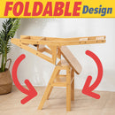 idrop [ 2 IN 1 ] Multifunctional Foldable Wooden Chair to 4 Storey Step Ladder / Kerusi Kayu dan Tangga / 【二合一】多功能折叠木椅转4层梯