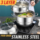idrop [ 36CM ] 3 LAYER Multifunction SUS304 Stainless Steel Kitchen Cooking Steam Pot / Kuali Periuk Stim dan Memasak / 36CM不锈钢法拉赫三层多用