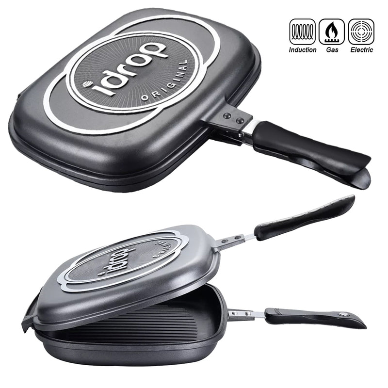 idrop 36CM DOUBLE SIDED FRYING PAN - Kitchen Cooking Pressure Grill Cookware