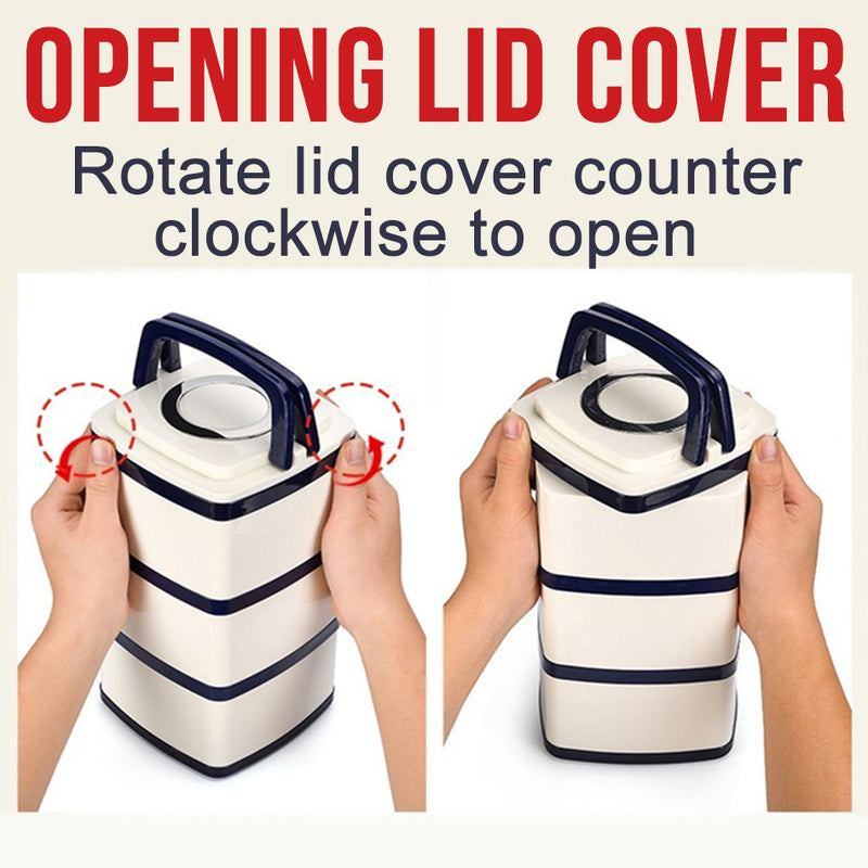 idrop [ 3 LAYER ] 14CM Stainless Steel Japanese Style Food Lunch Box / Bekas Makanan 3 Lapis / (三层)14CM日式保真空提篮(饭格)(方形 )(304)