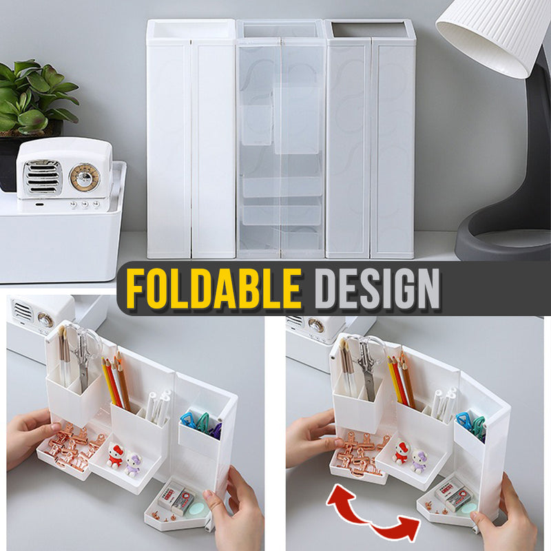 idrop Foldable Multifunction Storage Box For Stationary & Jewelry / Kotak Boleh Lipat Pelbagai Guna Penyimpanan Barangan Kecil / 多功能折叠置物架(桌面立体可折叠学生收纳盒)