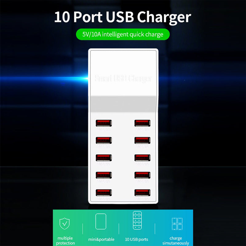idrop 10 Port USB 50W Intelligent Smart Charger Quick Charging [ AC 100-240V 50-60Hz DC5V10A