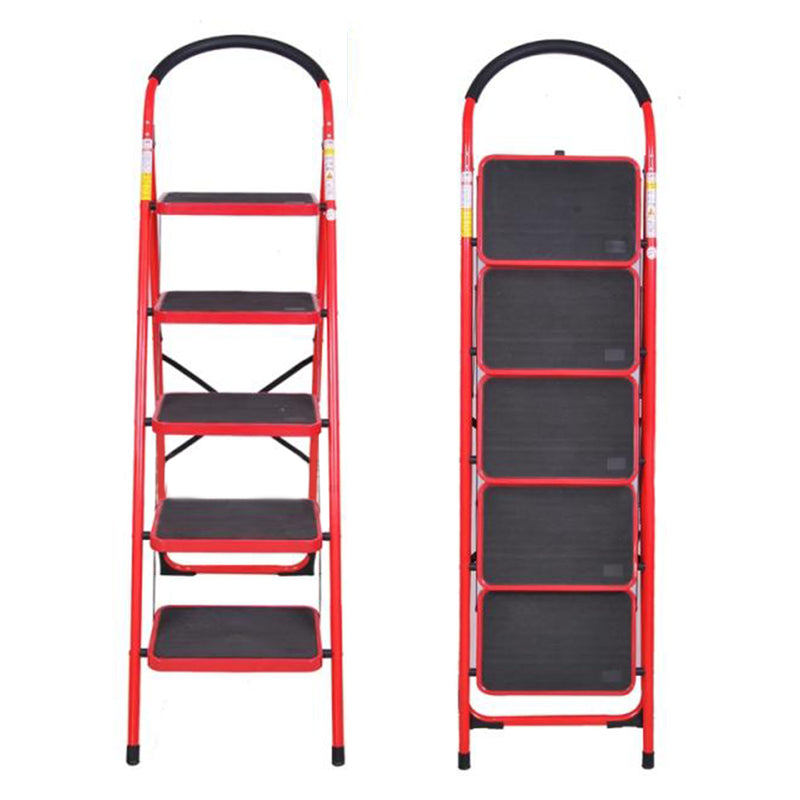 idrop Heavy Duty Foldable Red 5 Step Iron Household Ladder
