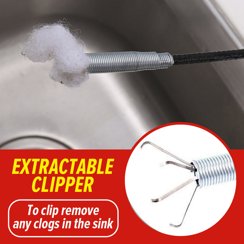 idrop [ 60CM ] Flexible Sink Drainage Plumbing Cleaning Rod with Grapple Clipper