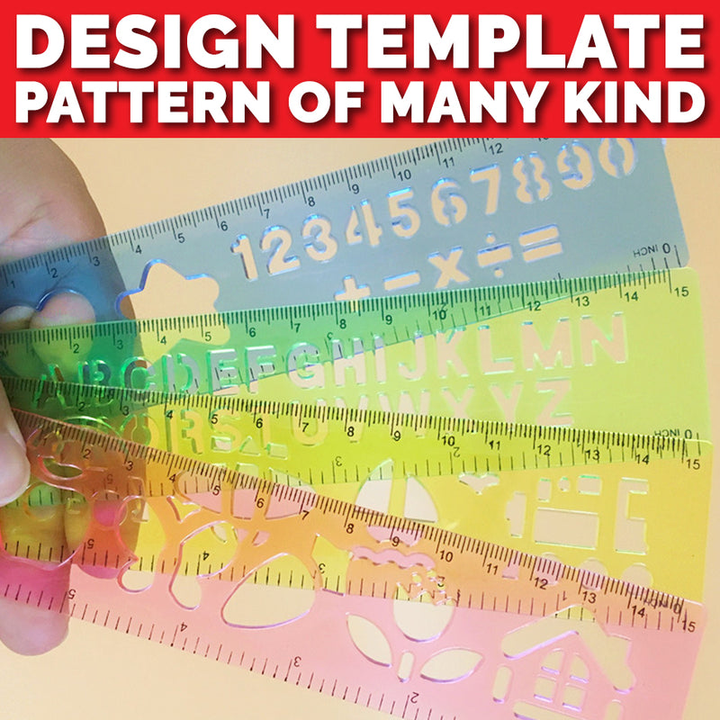 idrop 4pcs Drawing Ruler Stationary Set Template various design shape