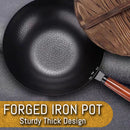 idrop [ 32CM ] Uncoated Pure Iron Kitchen Single Handle Cooking Wok with Wood Cover / Periuk Kuali Memasak Bersama Penutup Kayu / 32CM无涂层纯铁单柄炒锅带木 盖