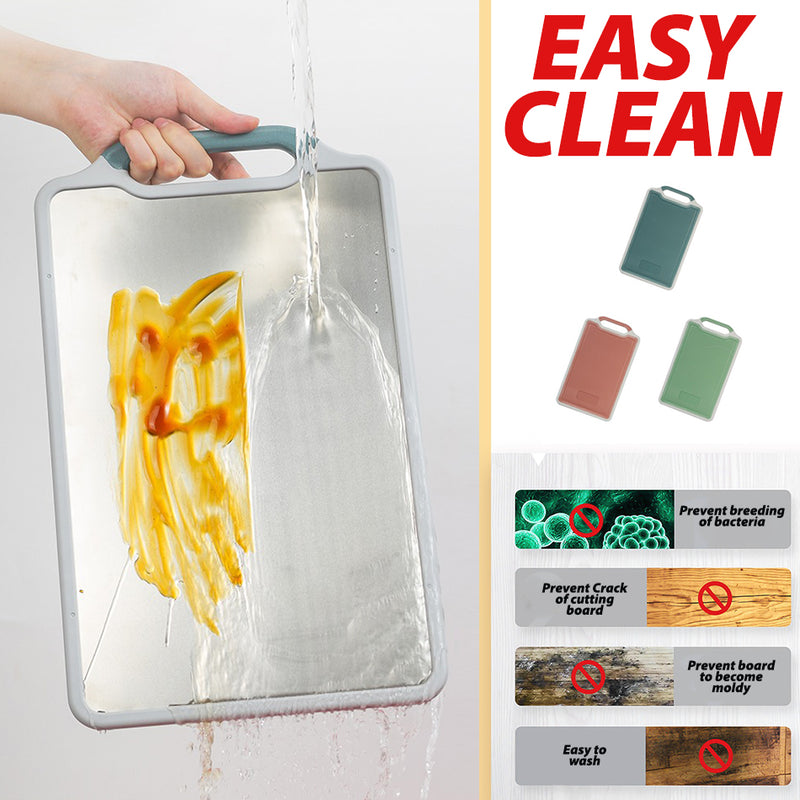 idrop DOUBLE SIDED Cutting Chopping Board PP Plastic + SUS304 Stainless Steel / Papan Pemotong Makanan Dua dalam Satu / 双面菜板大号(塑料+304不锈钢)