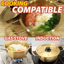 idrop [ 18CM / 1600ml ] Gold Color Plated Double Ear Instant Noodle Pot / Mangkuk Makan Mi Segera 18CM / 泡面锅(镀金)(双耳汤锅)(20.3CM)