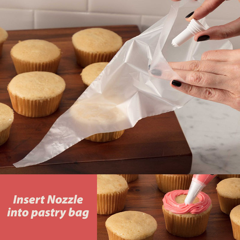 idrop Pastry & Bakery [ 20pcs ] Disposable Decorating Bags and [ 3pcs ] Decorating Nozzles Set Kits / Beg Hiasan Pastri dan Muncung /  糕点和面包店 [ 20 个 ] 一次性装饰袋和 [ 3 个 ] 装饰喷嘴套装