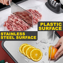 idrop Double Sided Antibacterial Stainless Steel & Plastic Cutting Chopping Board + Knife Sharpener [ 42cm x 30cm ]