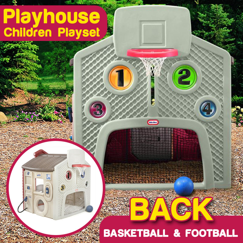 idrop Children's Outdoor Playhouse - School House / Gas Station / Market / Basketball Football Playset