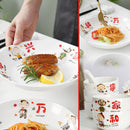 idrop [ 26Pcs ] Ceramic Family Dining Tableware Plateware [ Plate / Rice Bowl / Chopstick / Spoon ]