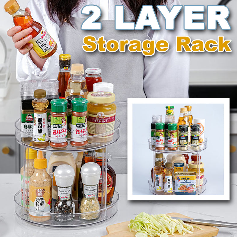 idrop [ 2 LAYER  / 3 LAYER ] Multilayer Multifunction Rotating Kitchen Storage Shelf Rack